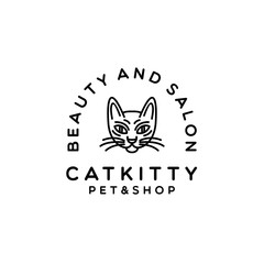 Fototapeta premium Cat Monoline logo modern black emblem pet animal Design