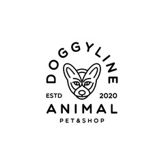 Dog Monoline logo modern black emblem pet animal Design