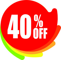 Sale tag, discount 40% off, isolated sticker, banner design template, vector illustration