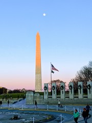 washington monument at sunset