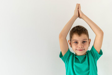 boy with hands up