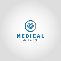 Medical adobe stock  logo with letter mt and tm vector design