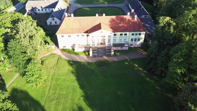 Aerial View of the  Durbe Manor Castle, Tukums, Latvia.old Mansion of Former Russian Empire.