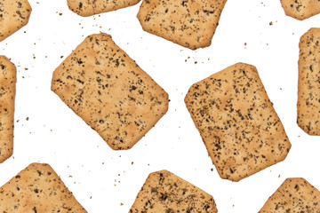 Nori seaweed crackers on a white background.
