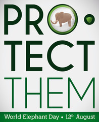 Design for World Elephant Day, Promoting Protection Efforts for these Animals, Vector Illustration