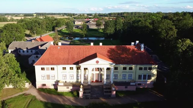 Aerial View of the  Durbe Manor Castle, Tukums, Latvia.old Mansion of Former Russian Empire.