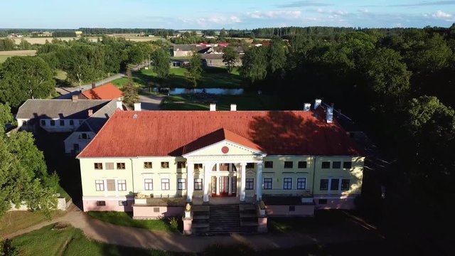 Aerial View of the  Durbe Manor Castle, Tukums, Latvia.old Mansion of Former Russian Empire.