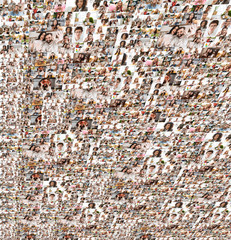 Fototapeta premium Collage image of different multinational people looking at camera
