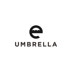 abstract e logo. umbrella icon