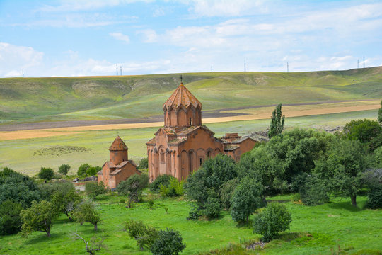 Church in the forest. Beautiful apostolic monastery complex Marmashen. Church in nature. Beautiful architecture of churches. Armenian monasteries and churches. Apostolic churches