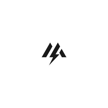 recommend clip art: letter m with electricity logo design vector silhouette illustration