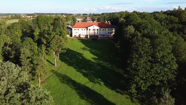 Aerial View of the  Durbe Manor Castle, Tukums, Latvia.old Mansion of Former Russian Empire.