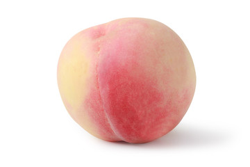 one pink peach isolated on white with peach clipping path