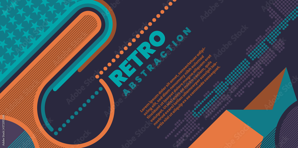Poster retro background design with various abstract shapes. vector illustration