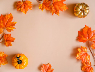 Fototapeta premium Autumn composition. Autumn, fall concept. Flat lay, top view