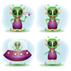 cute little alien characters