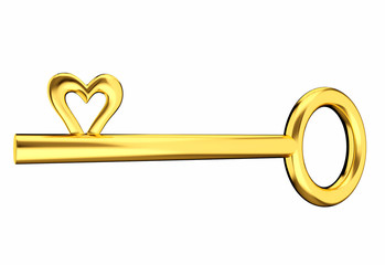 golden key on white background