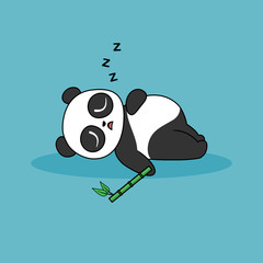 Lazy panda sleeping with his bamboo cartoon icon, vector illustration © Rayleigh545