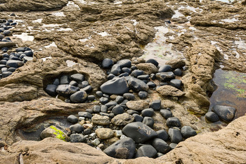 rocks and stones on a beach of Dinard, France