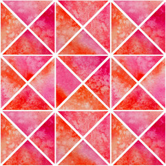 Geometric pattern of triangles in watercolor