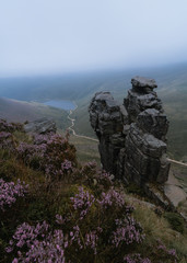 Misty day at the Trinnacle on the Saddleworth Moors in the Peak District. 