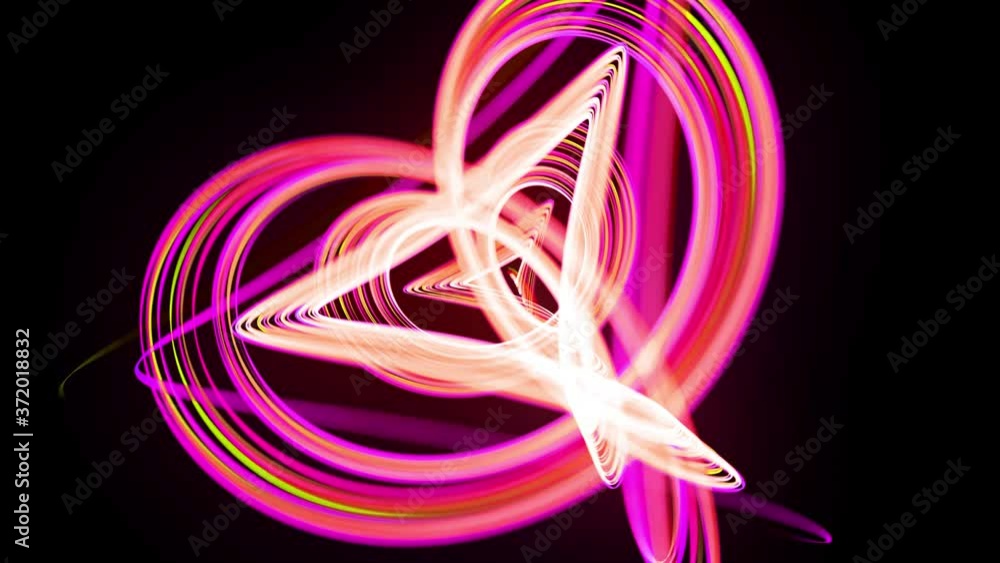 Poster light flow bg in 4k. abstract looped background with light trails, stream of green red yellow neon l