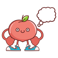 kawaii smiling peach fruit with sneakers cartoon