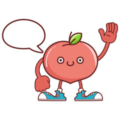 kawaii smiling peach fruit with sneakers cartoon