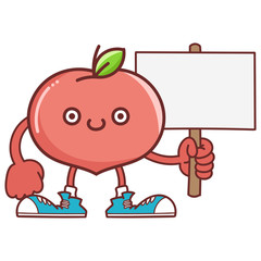 kawaii smiling peach fruit with sneakers cartoon