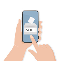 Vote box, great design for any purposes. Voting hand concept. Minimal design. 3d illustration.
