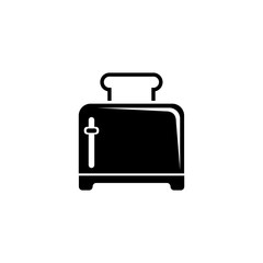 Toaster, Kitchen Electric Device for Toasts. Flat Vector Icon illustration. Simple black symbol on white background. Toaster Kitchen Electric Device sign design template for web and mobile UI element.