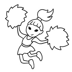 black and white illustration of a cheerleader