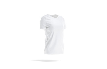 Blank white women t-shirt mock up, side view