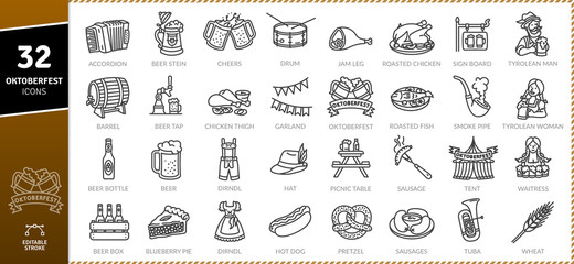 Oktoberfest icons Pack. Thin line icons set. Flaticon collection set. Simple vector icons