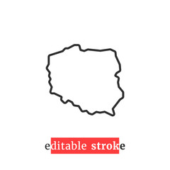 minimal editable stroke poland map icon
