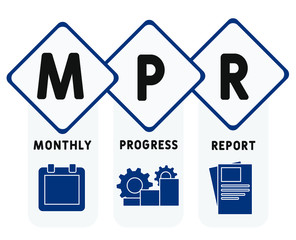 MPR - monthly progress report. acronym business concept. vector illustration concept with keywords and icons. lettering illustration with icons for web banner, flyer, landing page, presentation