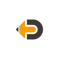 letter D pencil shape geometric arrow education logo vector