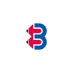 letter b education pencil shape geometric design logo vector