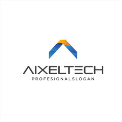  Letter A Tech Logo abstract design vector template Linear style. Initial A Tech Logo Business. Alphabet A Logo Digital Technology Hi-tech Science Maze Logotype concept icon