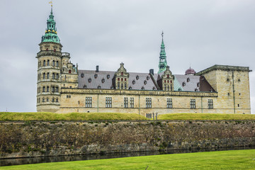 External view of Kronborg castle (1690) in Helsingor, Denmark. Kronborg is one of the most important Renaissance castles in Northern Europe, known worldwide from Shakespeare's Hamlet.