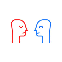 blue and red head like positive or negative