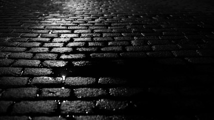 Stone road after rain.