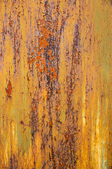 Embossed texture of the old dry cracked paint with with flashes of rust