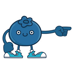 kawaii smiling blueberry fruit with sneakers cartoon
