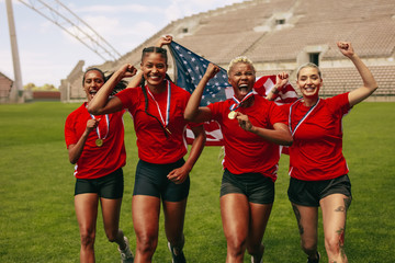 American female soccer team winning the championship
