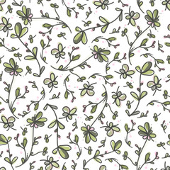 Green and pink leaves floral seamless pattern background