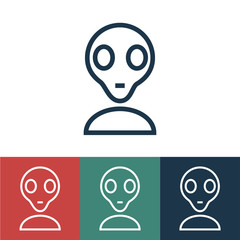 Linear vector icon with alien