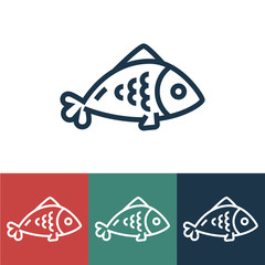 Linear vector icon with fish