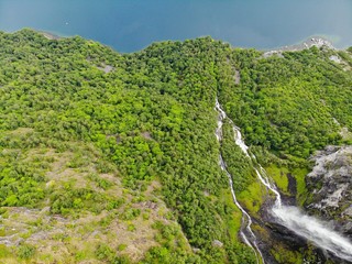 Fototapeta na wymiar Geiranger Fjord waterfall in Norway