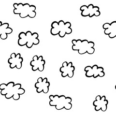 Vector seamless pattern with geometric brush strokes elements. Memphis geometric outline trendy modern style. 